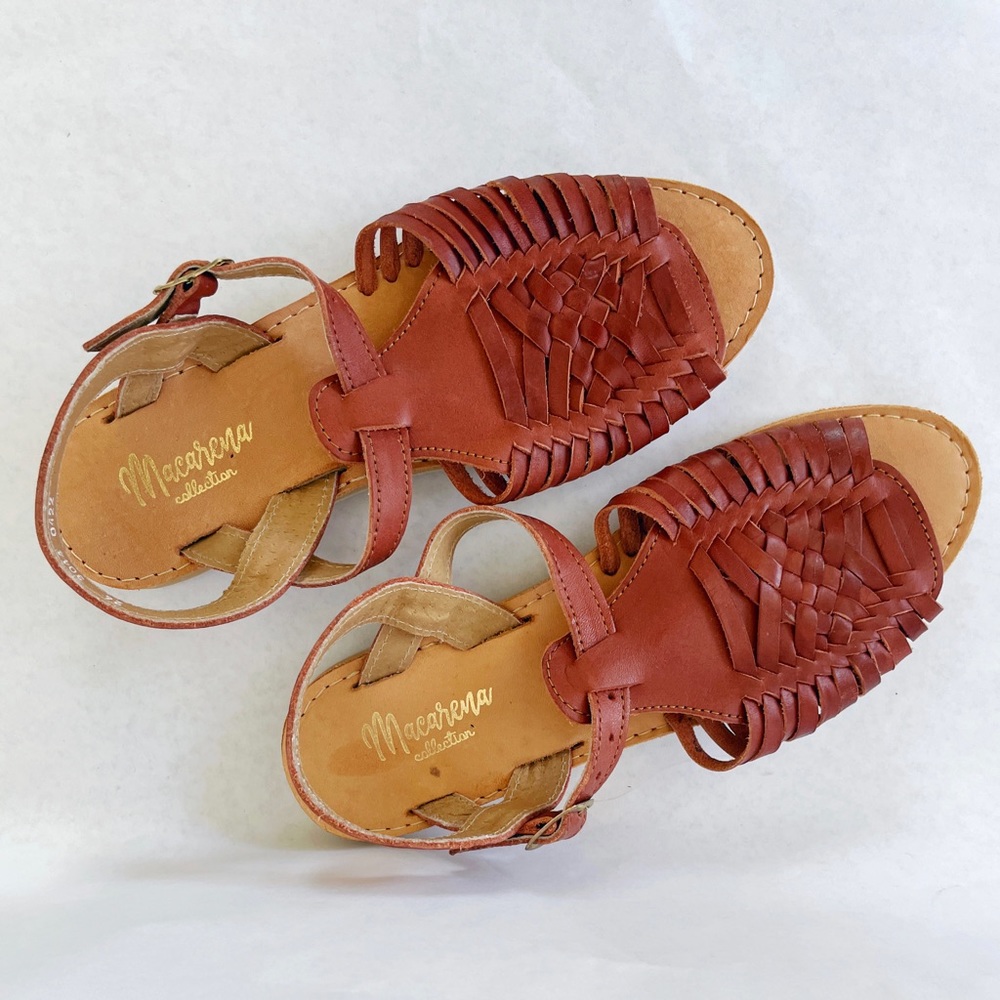 Macarena Collection Mexican Huarache Genuine Leather Boho Sandals Size 9 NWOT